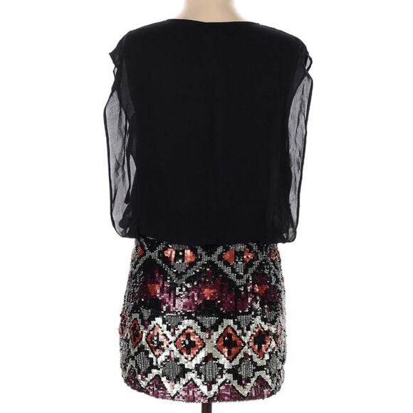 Parker Sequin Skirted Chiffon Mini Dress - Picture 3 of 8